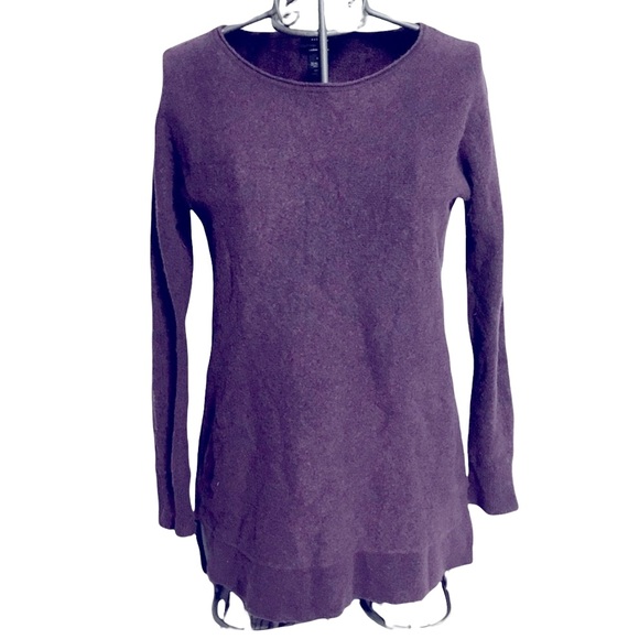 Halogen Sweaters - 28) Halogen Eggplant Crewneck Cashmere Blend Pullover Sweater Size Medium